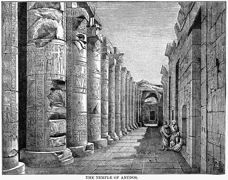 Temple of Abydos, Egypt, Illustration, Cyclopaedia of Universal History, Volume 1, The Ancient World, by John Clark Ridpath, the Jones Brothers Publishing Company, 1885