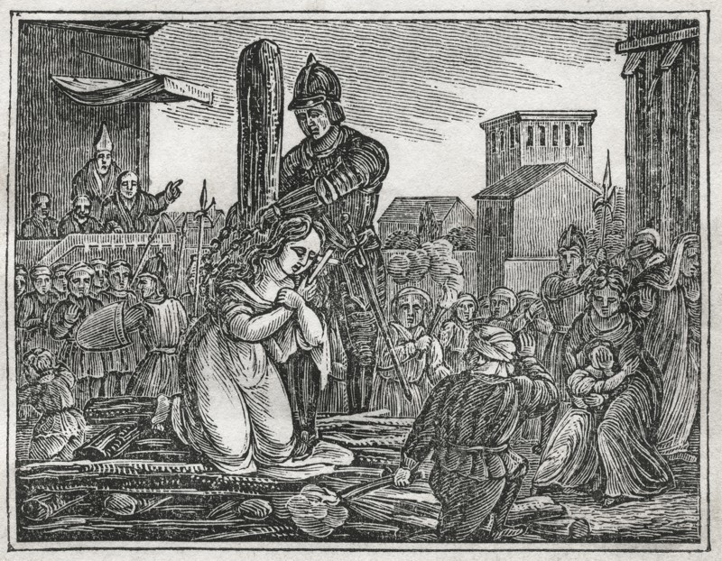 Joan of Arc, Maid of Orleans, Illustration from the Book, Historical Cabinet, L.H. Young Publisher, New Haven, 1834