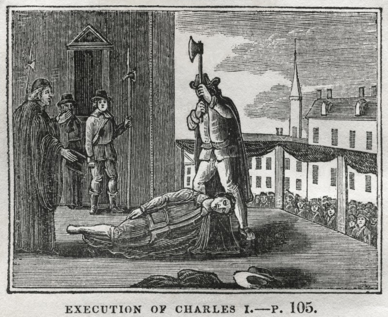 Execution of Charles I, 1649, Illustration from the Book, Historical Cabinet, L.H. Young Publisher, New Haven, 1834