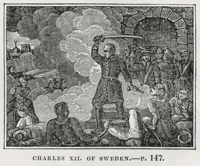 Charles XII of Sweden, Illustration from the Book, Historical Cabinet, L.H. Young Publisher, New Haven, 1834