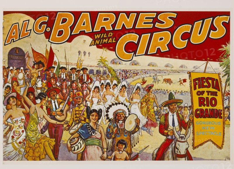Al G. Barnes Wild Animal Circus, Fiesta of the Rio Grande Gorgeous New Spectacle, Circus Poster, Lithograph, 1930's