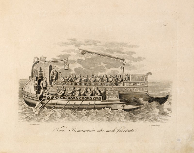 Roman Military Ship, Engraving, A. Friese, 1819