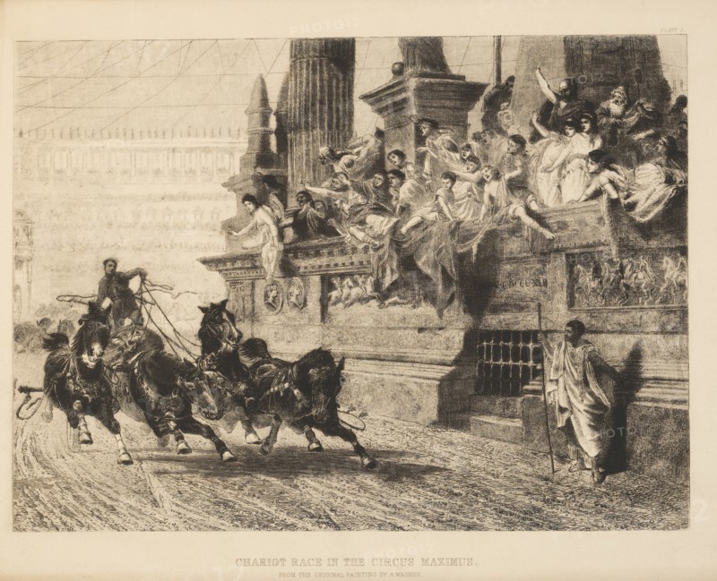 Chariot Race in the Circus Maximus, Engraving from the Original Painting by A. Wagner, Plate 2
