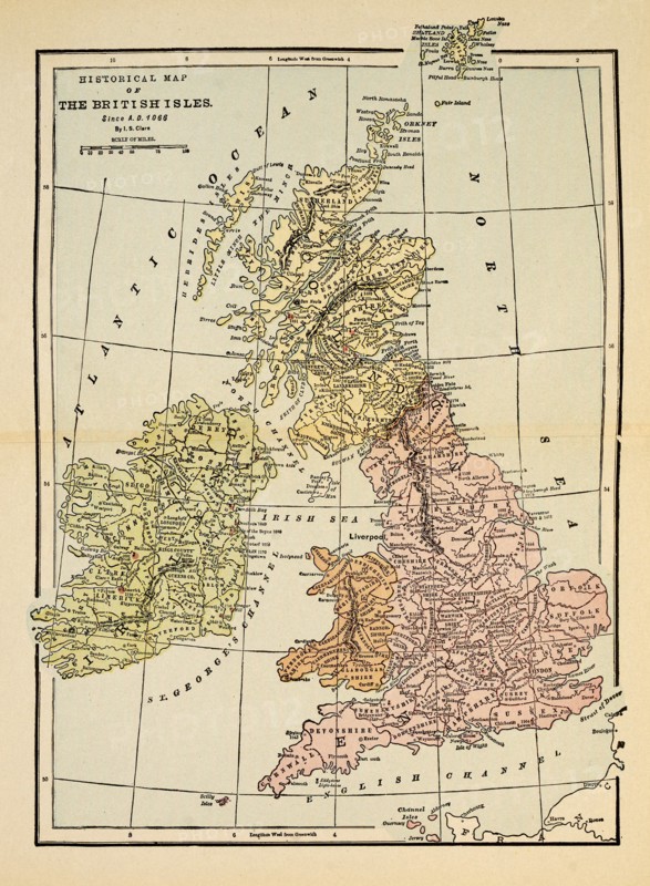 Historical Map of British Isles Since A.D. 1066