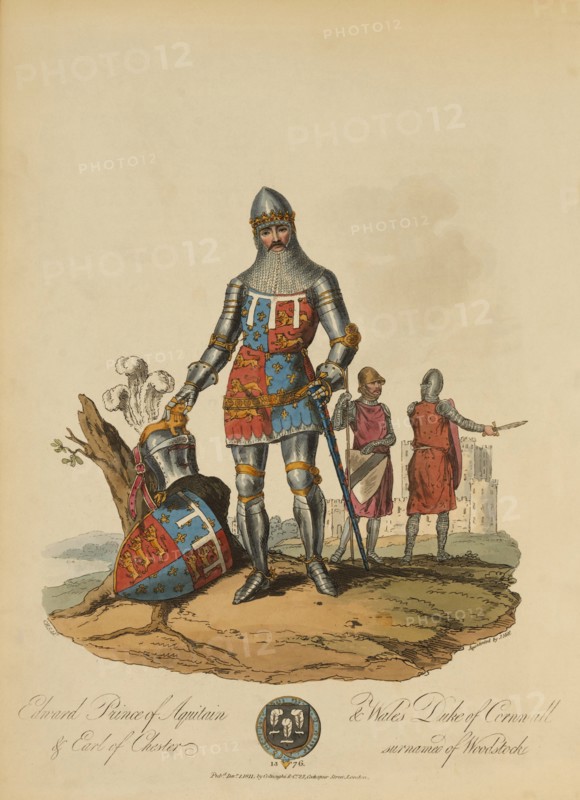 Edward Prince of Aquitain & Wales, Duke of Cornwall & Earl of Chester, surnamed of Woodstock, 1376, Engraving published 1811