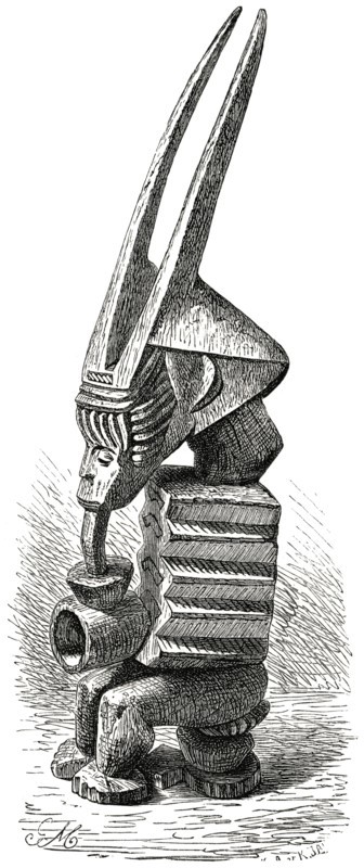 Wooden Idol from Niger River, Africa, Illustration, 1885