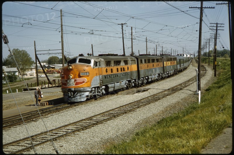 Couple Waiting to Board Western Pacific Train, California, USA, 1962