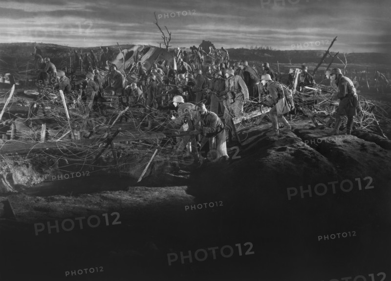 Combat Scene, on-set of the Film, "The Road Back", Universal Pictures, 1937