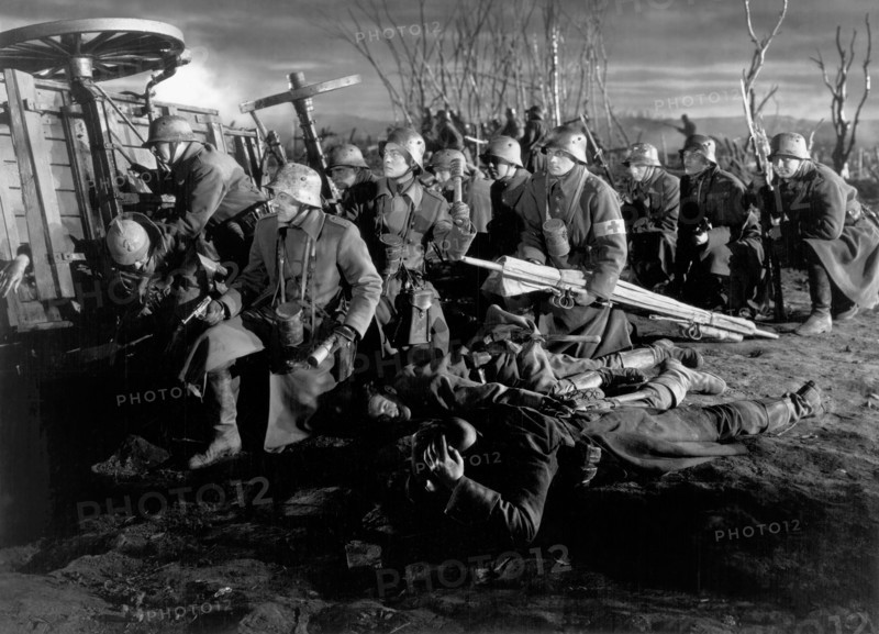 Military Battle Scene, on-set of the Film, "The Road Back", Universal Pictures, 1937