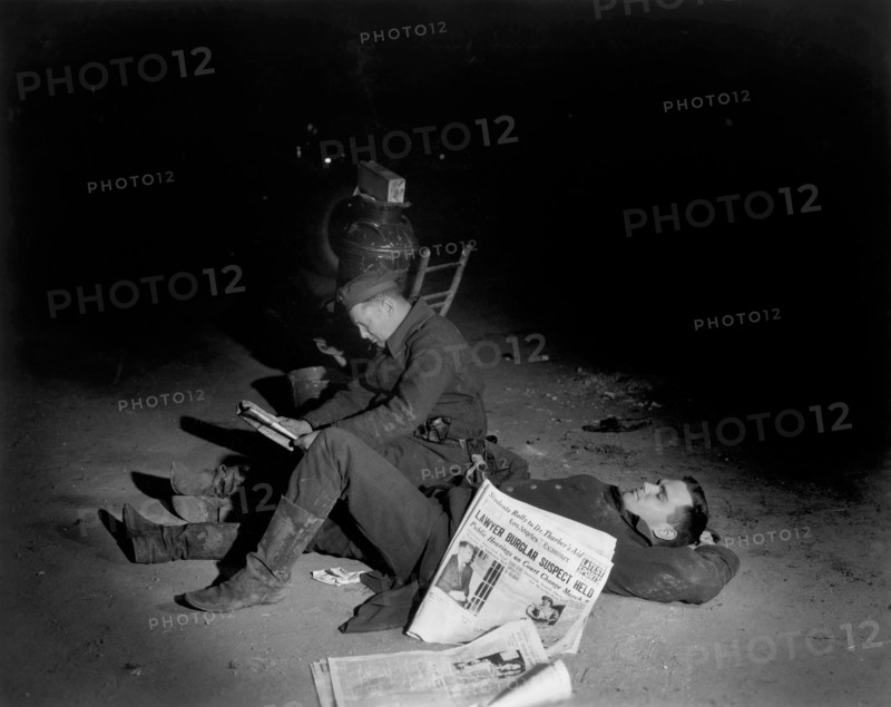 William Blair, Maurice Murphy, Relaxing between Scenes on-set of the Film, "The Road Back", Roman Freulich for Universal Pictures, 1937