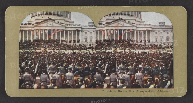 President Theodore Roosevelt's Inaugural Address, Washington DC, USA, Stereo Card, March 4, 1905