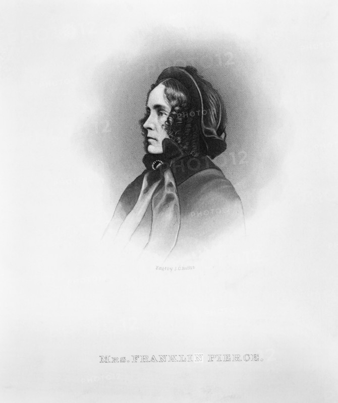 Mrs. Franklin Pierce (1806-63), Head and Shoulders Portrait Facing Left, Engraving by John Chester Buttre, 1886