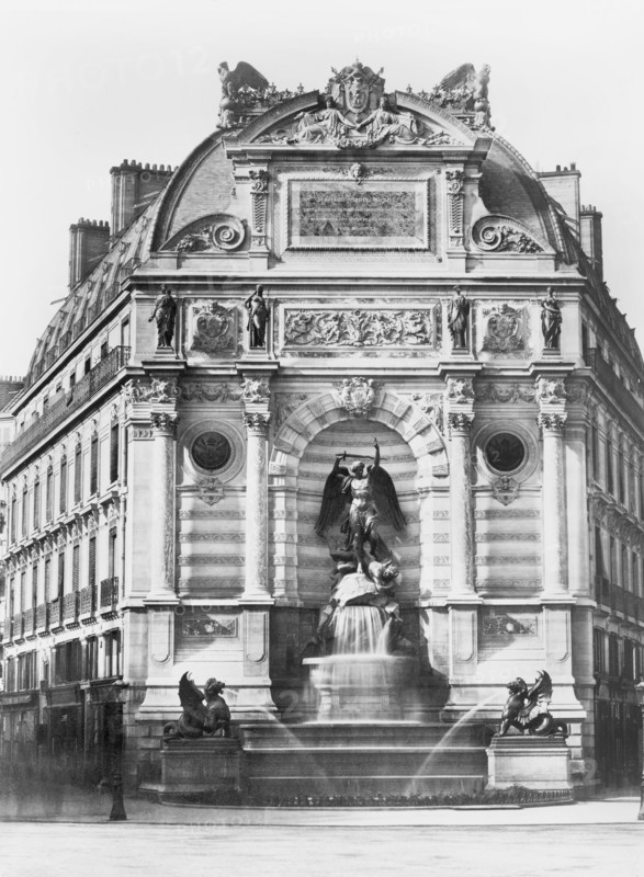 Fontaine Saint-Michel, Paris, France, Silver Albumen Print, Edouard Baldus, 1860's