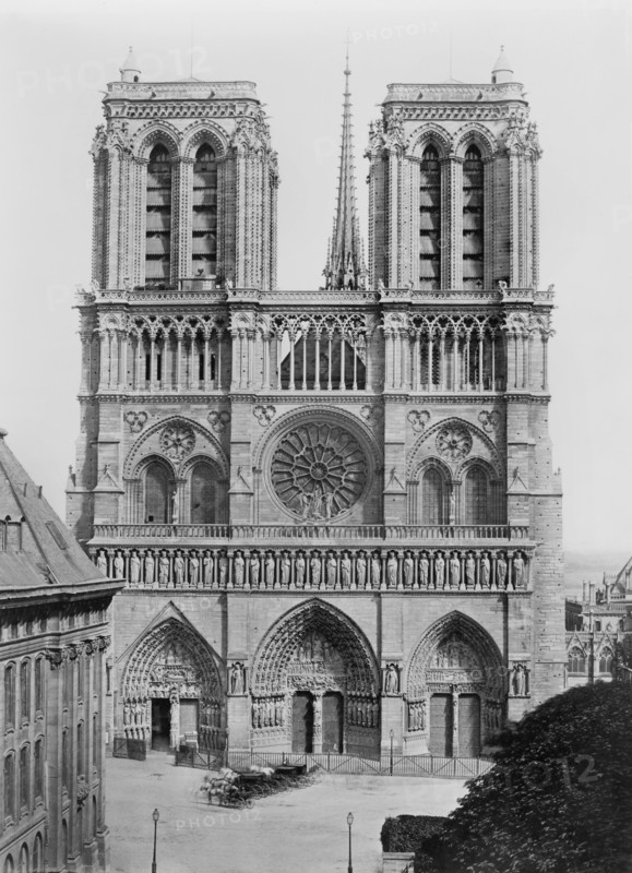 Facade, Notre-Dame de Paris, Paris, France, Silver Albumen Print, Edouard Baldus, 1860's