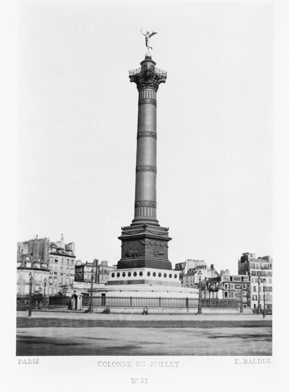 Colonne de Juillet, Paris, France, Silver Albumen Print, Edouard Baldus, 1860's
