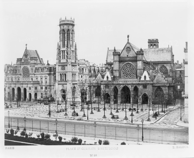 Place St. Germain l'Auxerrois, Paris, France, Silver Albumen Print, Edouard Baldus, 1860's