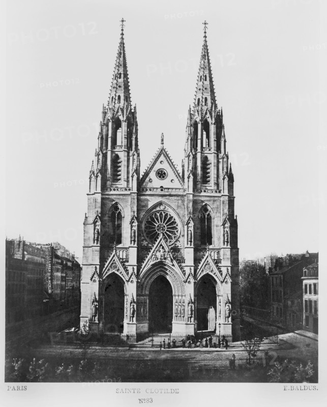 Sainte Clotilde, Paris, France, Silver Albumen Print, Edouard Baldus, 1860's