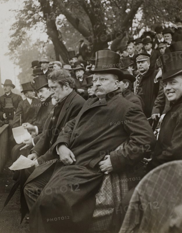 U.S. President Theodore Roosevelt, Seated, Viewing Parade, Washington DC, USA, October 1906