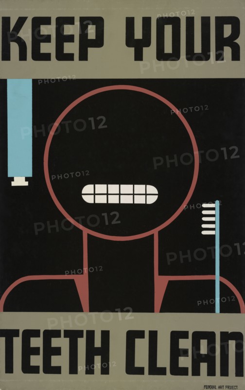 Poster Promoting Good Oral Hygiene, "Keep Your Teeth Clean", Federal Art Project, Works Progress Administration, 1938