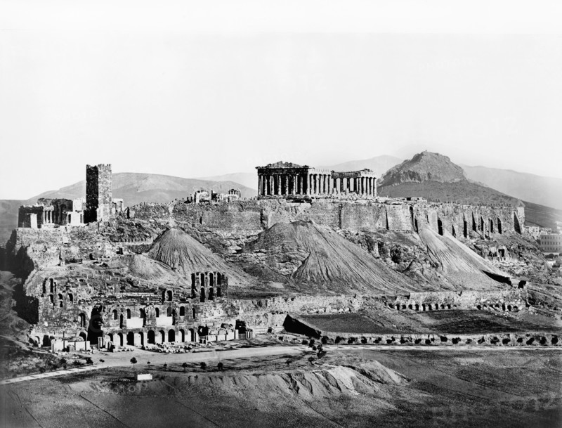 Acropolis from South, Athens, Greece, 1850's