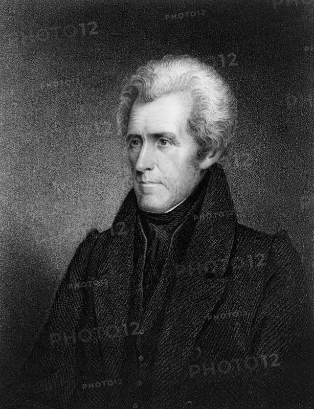 Andrew Jackson (1767-1845), Seventh President of the United States, Head and Shoulders Portrait, Engraving by James Barton Longacre