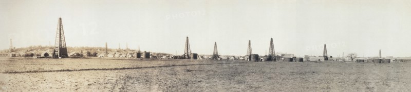 Oil Wells in Field, View from South, Ranger, Texas, USA, Homer T. Harden, 1919