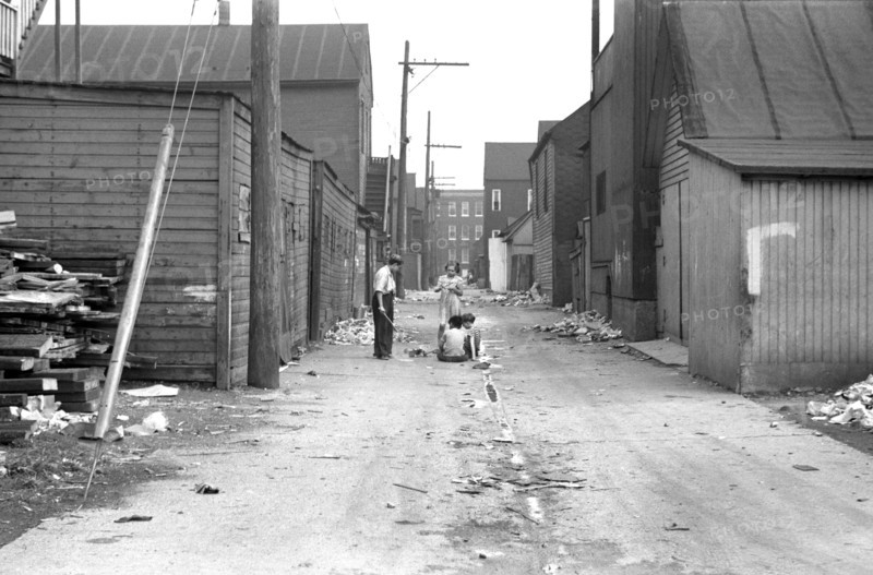 Four Children in Alley, South Chicago, Illinois, USA, John Vachon, Farm Security Administration, July 1941