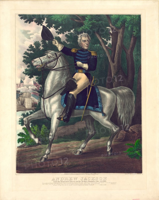 Andrew Jackson with the Tennessee Forces on the Hickory Grounds (Ala), A.D. 1814, Breuker and Kessler Lith., Philadelphia