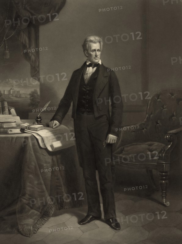 Andrew Jackson (1767-1845), Seventh President of the United States, Full-Length Portrait, Engraved by Alexander H. Ritchie from a Painting by Dennis M. Carter, 1860