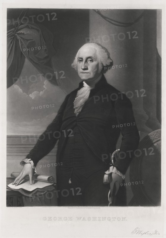 George Washington (1732-99) First President of the United States, Half-Length Portrait, Engraved by William Sartain from a Painting by Gilbert Stuart, 1892