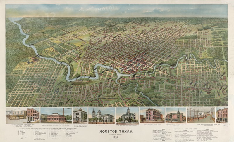 Houston Texas, Looking South, D.W. Ensign, Chicago, 1892