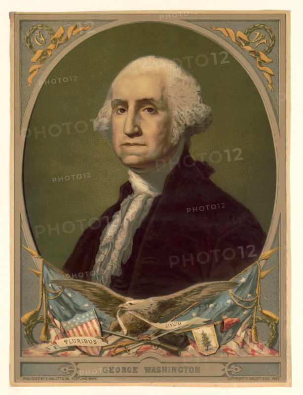 George Washington (1732-99), First President of the United States, Head and Shoulders Portrait, Published by H. Hallett & Co., Portland, Maine, 1880