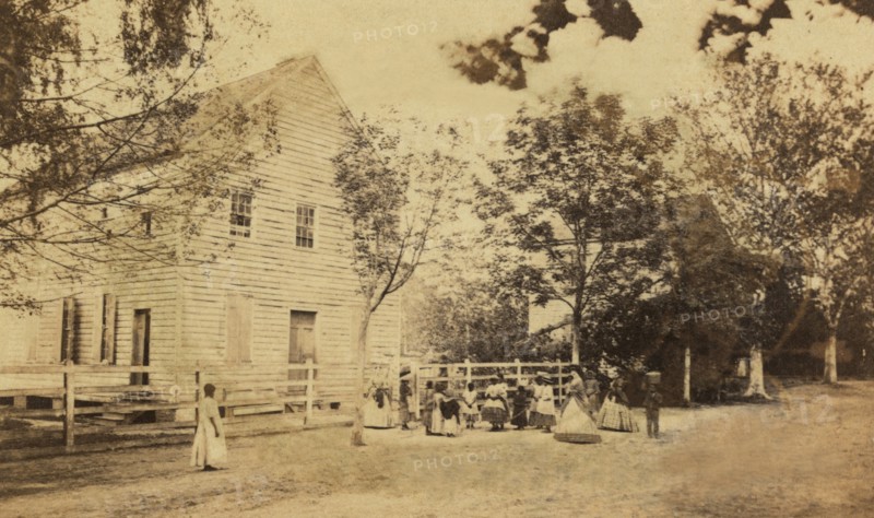 Freedmen's School, Beaufort, South Carolina, USA, Photography by Sam A. Cooley, Tenth Army Corps, late 1860's