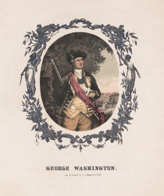 George Washington (1732-99), First President of the United States, Three-Quarter Length Portrait in Uniform, Lithograph by Louis N. Rosenthal, Philadelphia, 1850's