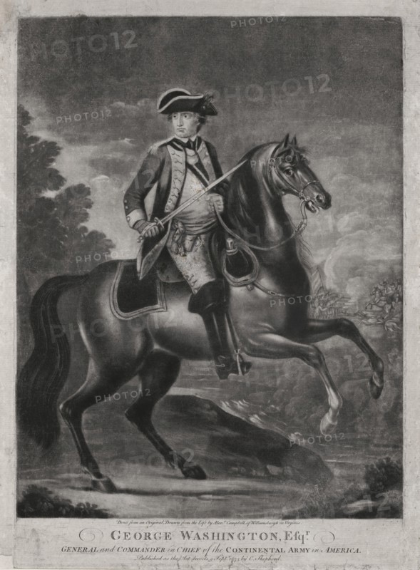 George Washington, Esqr., General and Commander in Chief of the Continental Army in America, done from an Original, Drawn from the Life by Alexander Campbell of Williamsburgh in Virginia, Published by C. Shepherd, 1775
