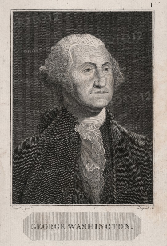 George Washington (1732-99) First President of the United States, Half-Length Portrait, Engraving