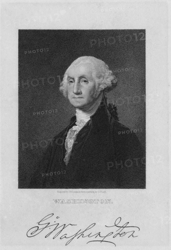 George Washington (1732-99) First President of the United States, Half-Length Portrait, Engraved by J.B. Longacre from a Painting by Gilbert Stuart
