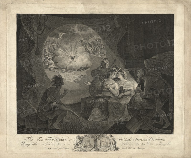 The Tea-Tax Tempest, or the Anglo-American Revolution, Engraving by Carl Guttenberg, 1778