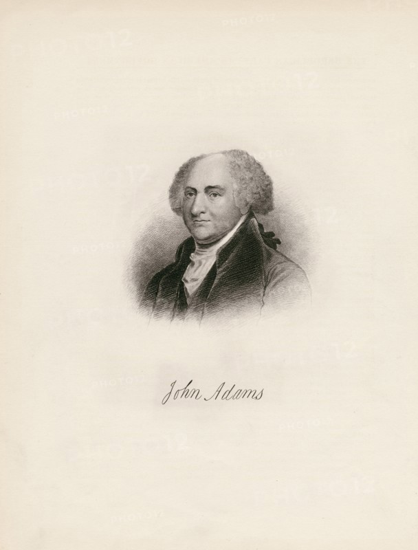 John Adams (1735-1826), Second President of the United States, Head and Shoulders Portrait, Engraved by H.B. Halls Sons, 1880