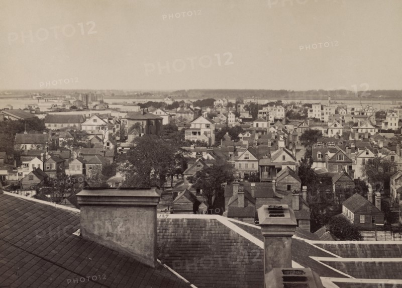 Cityscape during American Civil War, Charleston, South Carolina, USA, 1860's