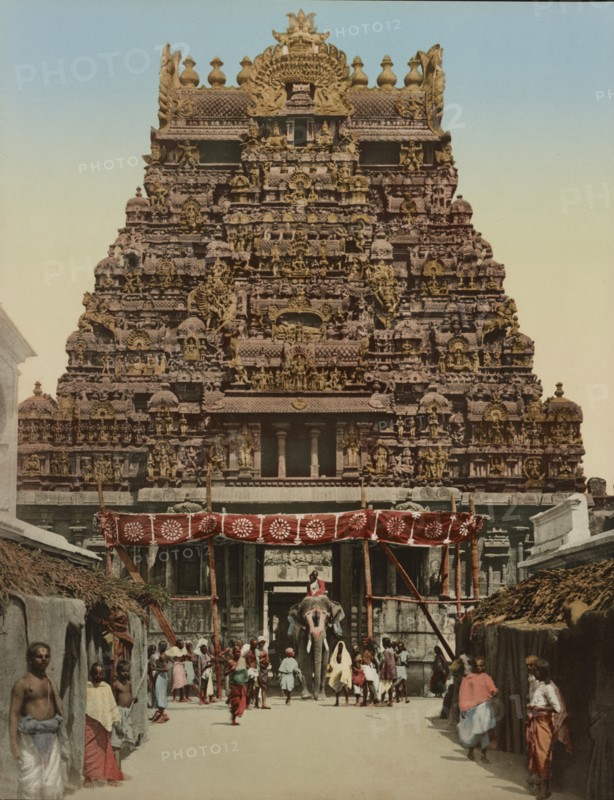 South of India, Madura, Gopura, India, Photochrome Print, Photoglob Co., 1905