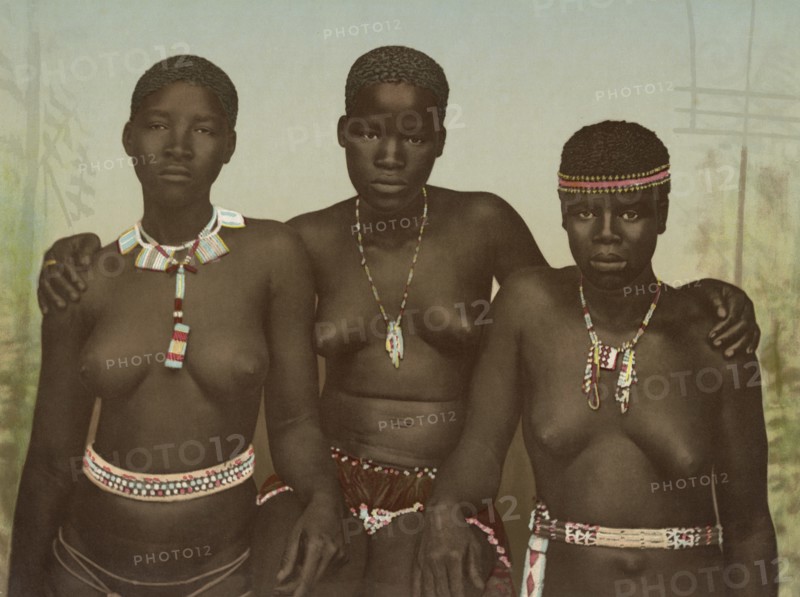 The Three Graces, Zulu Girls, South Africa, Photochrome Print, George Washington Wilson, 1890's