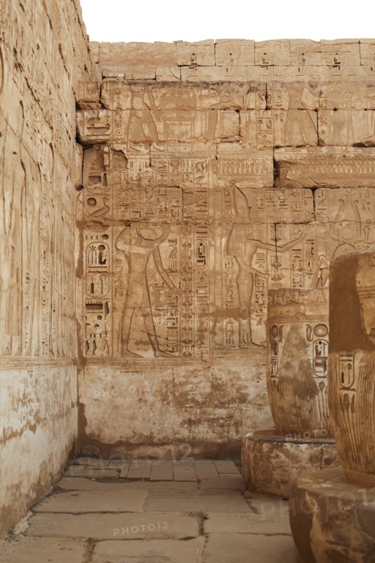 Reliefs, Medinat Habu Temple, Luxor, Egypt