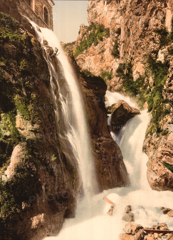 Ponale Waterfall, Lake Garda, Italy, Photochrome Print, Detroit Publishing Company, 1900