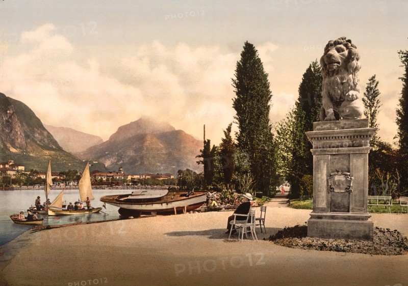 Park of Hotel Lido, Riva del Garda, Lake Garda, Italy, Photochrome Print, Detroit Publishing Company, 1900