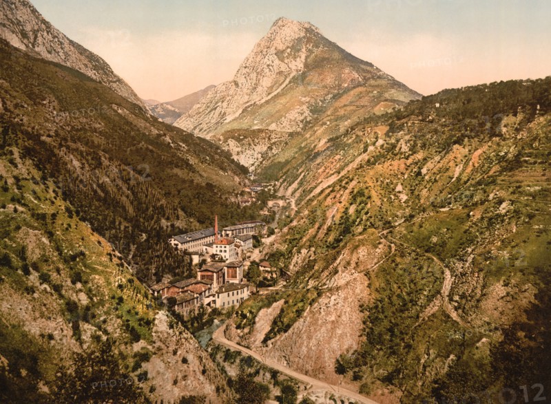 Toscolana (i.e. Toscolano) Valley at Maino, General View, Lake Garda, Italy, Photochrome Print, Detroit Publishing Company, 1900