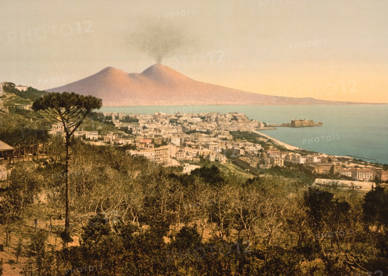 Naples and Mount Vesuvius, Italy, Photochrome Print, Detroit Publishing Company, 1900