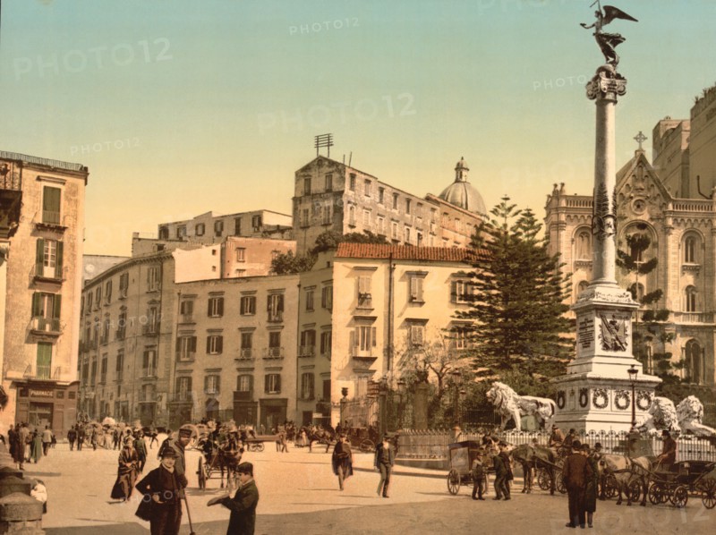 Piazza dei Martiri, Naples, Italy, Photochrome Print, Detroit Publishing Company, 1900