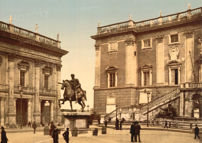 The Capitoline, the Piazza, Rome, Italy, Photochrome Print, Detroit Publishing Company, 1900
