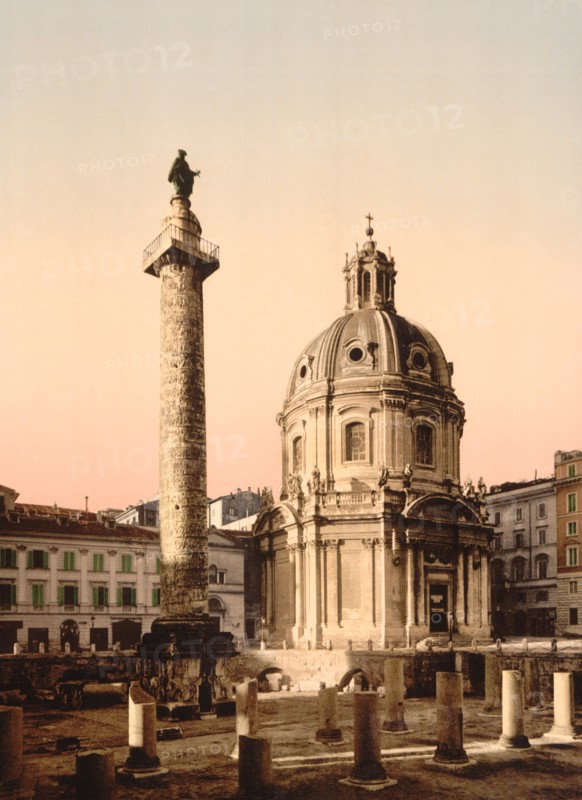 Trajan's Pillar, Rome, Italy, Photochrome Print, Detroit Publishing Company, 1900